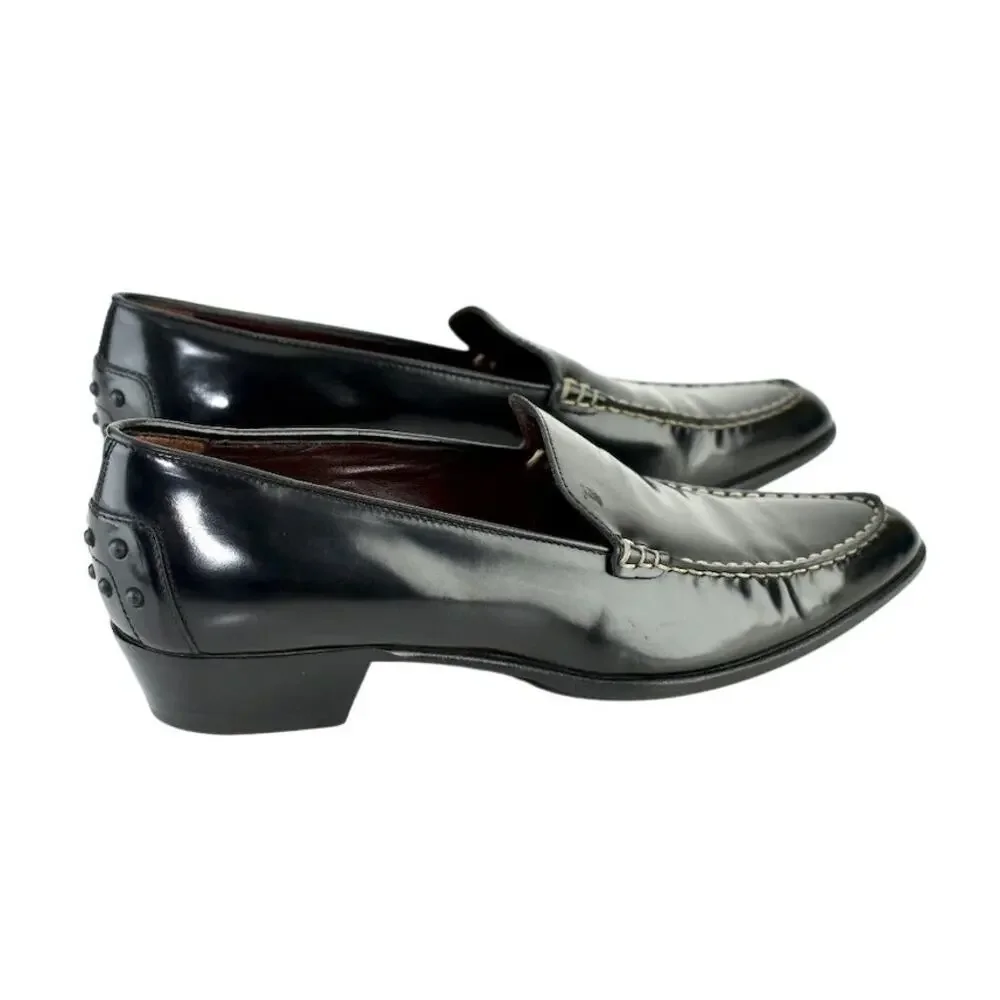 Vintage Donald Pliner Italian Black Leather Slip On Loafers 6M Quiet Luxury - Picture 5 of 7